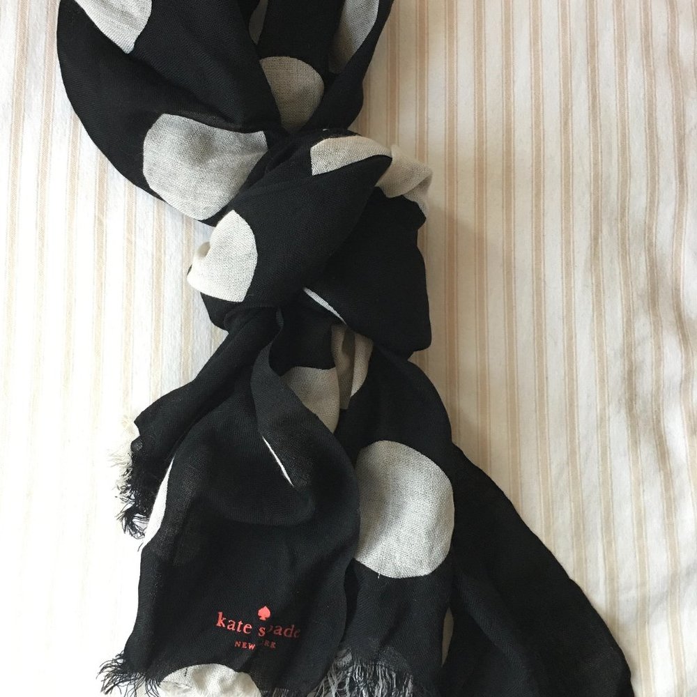 Kate Spade Black & White Wool Scarf